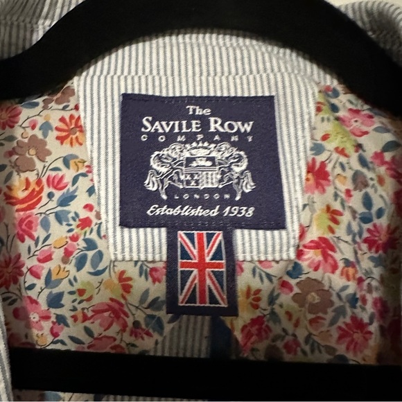 SAVILE ROW CO maddox stripped Blue cotton Blazer Men’s size 42L - Picture 2 of 7